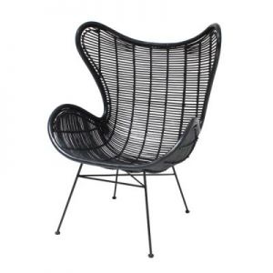 HK Living Fotel rattanowy EGG czarny RAT0008