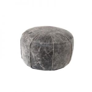 HK Living Pufa czarna skórzana L TTP0011