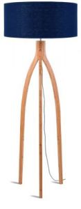 It's About RoMi Lampa podłogowa Annapurna bambus 3-nożna 128cm/abażur 60x30cm, lniany blue deni