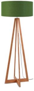 It's About RoMi Lampa podłogowa Everest bambus 4-nożna 127cm/abażur 60x30cm, lniany zieleń lasu