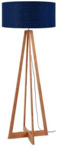 It's About RoMi Lampa podłogowa Everest bambus 4-nożna 127cm/abażur 60x30cm, lniany blue denim