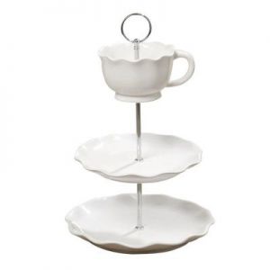PATERA PORCELANOWA TRZY POZIOMOWA, BIAŁA