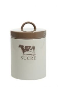 POJEMNIK KUCHENNY CERAMICZNY NA CUKIER W KOLORZE EKRI