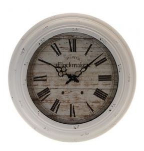 ZEGAR ŚCIENNY VINTAGE, METALOWY W KOLORZE BIAŁYM - CLOCKMAKER