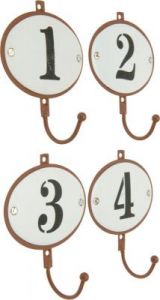 WIESZAKI NUMBERS WYKONANE Z METALU W KOLORZE BIAŁO - BRĄZOWYM - KOMPLET