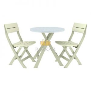 Bazkar Zestaw Mebli Ogrodowych Bistro Set CU216864/216856 Taupe/Biały
