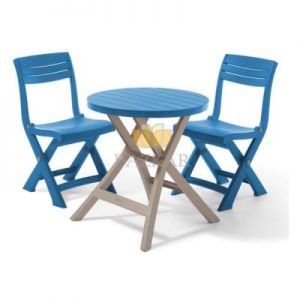 Bazkar Zestaw Mebli Ogrodowych Bistro Set CU216867/216859 Taupe/Niebieski