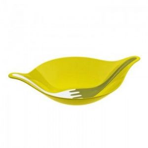 Misa do sałaty ze sztućcami oliwkowa Leaf M KZ-3692104
