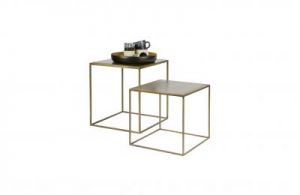 Be Pure Zestaw 2 stolików metaliczne mosiężne - Be Pure 800564-B